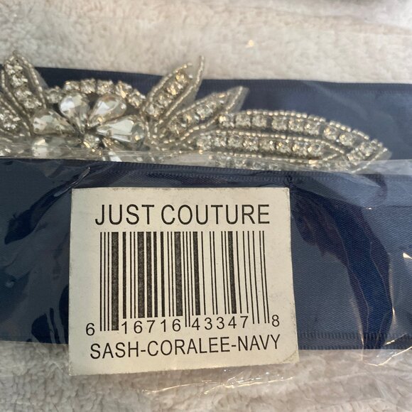 Just Couture Girls Navy Flower Girl Sash NWT - Picture 1 of 3